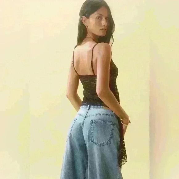 Motel Kasha Asymmetric Top Lace Jet Black XXS - Picture 3 of 6